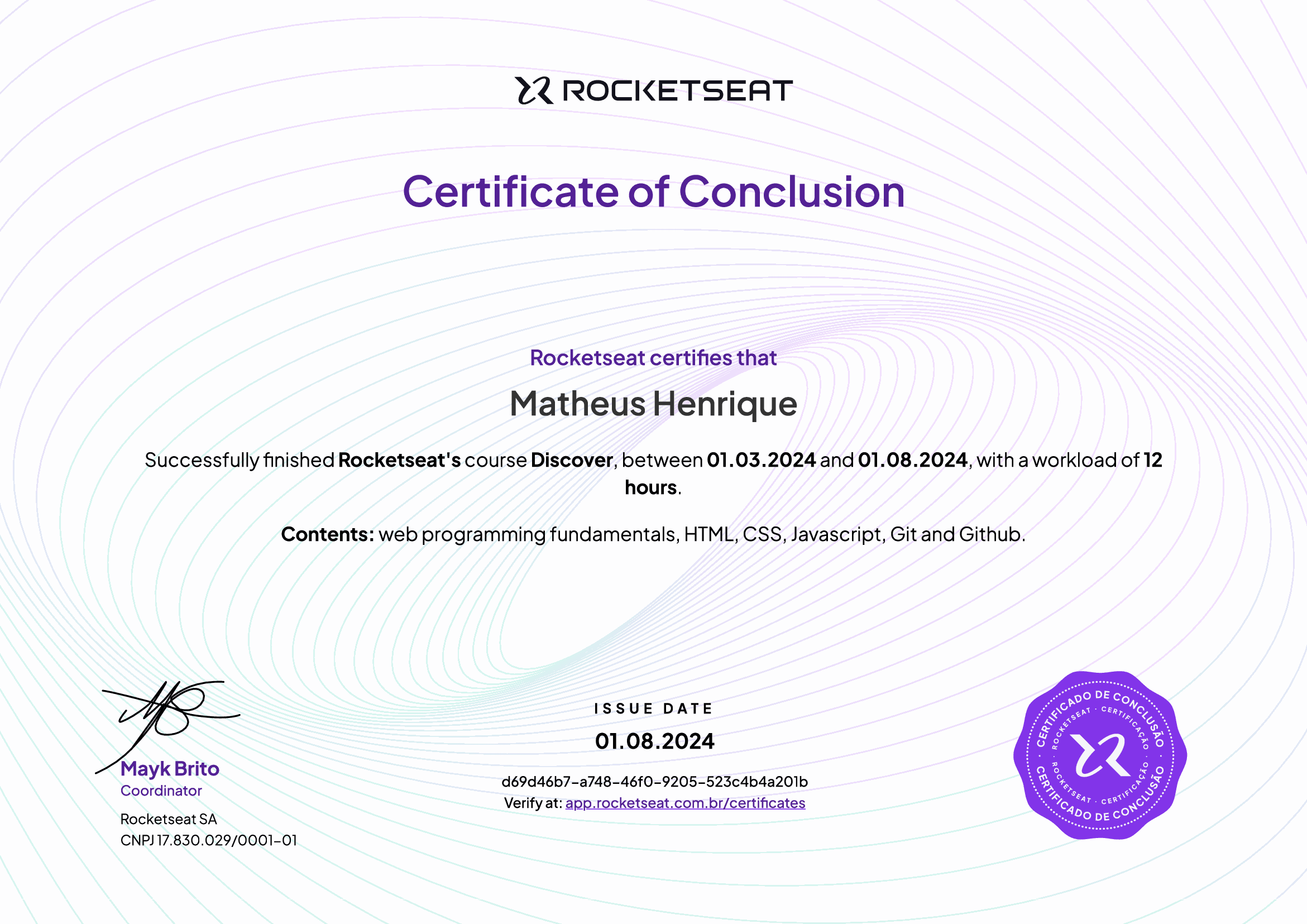 certificate