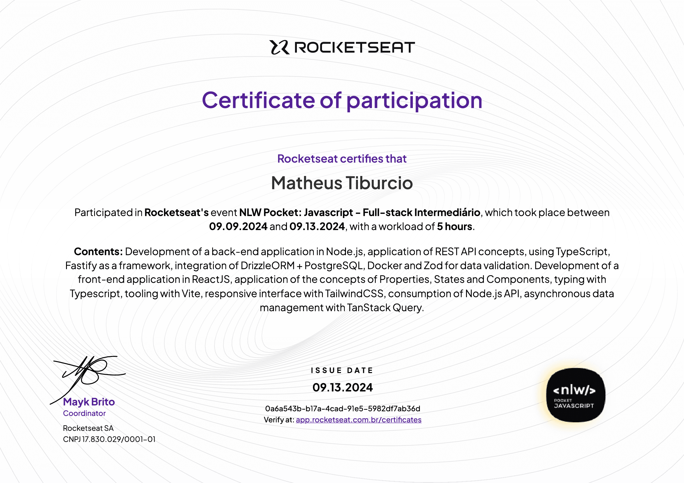 certificate